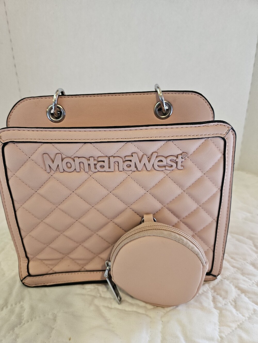 Montana West Pink Quilted Tote With Coin Pouch